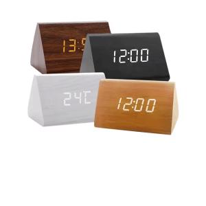 Custom Modern MDF Wooded LED Alarm Digital Desk Clock Thermometer Classical Smart Clock