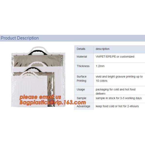 reflective Thermal Plastic handle portable aluminum epe foam Insulation bag cool bag,aluminum film lunch Thermal food pi