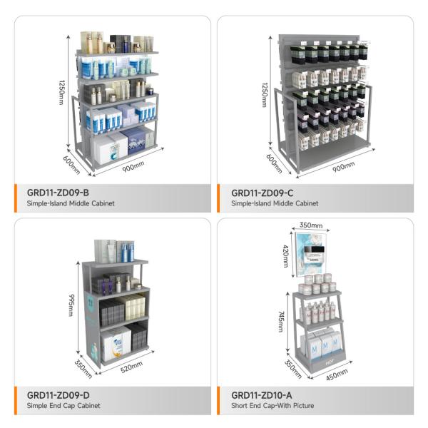 Retail Store Cabinet Grey Wooden Island Cabinet For Branded Shop Cabinet Space-Saving Shop Fitting