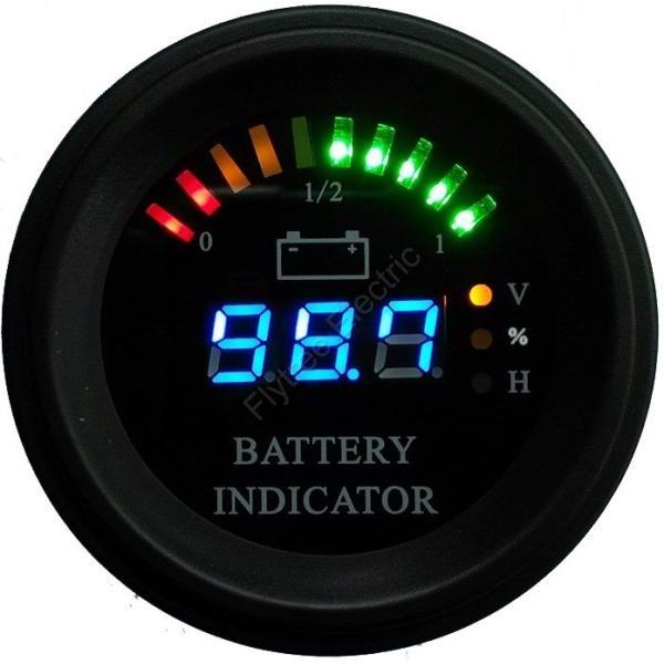 Round battery gauge Arc LED line 10 Bar Digital Battery Discharge Indicator electric LSV NSV golf carts 24V up to 200V