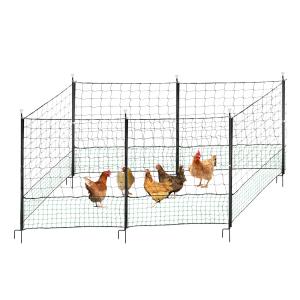 Quality 12 M Chicken Net Fence Kit With Gate Double Pointed Posts in Green with Fibreglass Rod for sale