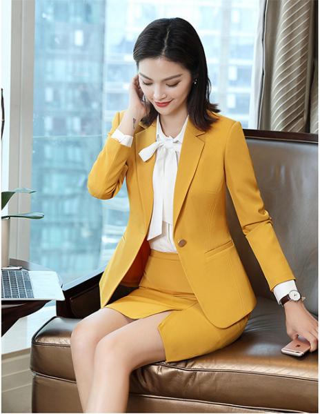 Regular Women 'S Business Suit Skirt Custom 90% Polyester Blended Cotton Long Sleeve