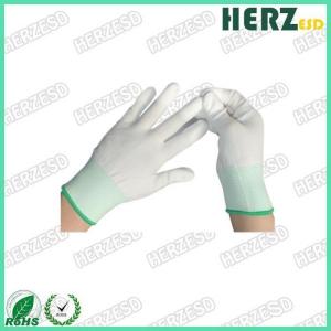 China Breathable ESD Hand Gloves Knitted Nylon Material With PU Coated Finger Tip on sale
