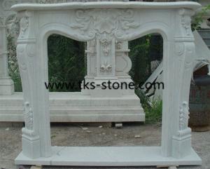 Quality Bianco Statuario Marble Fireplace,Diamante White Marble Fireplace,fireplace mantel for sale