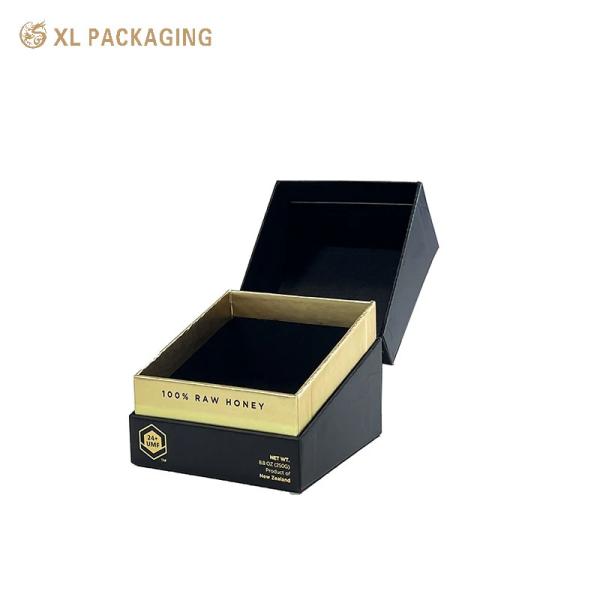 XL Packaging Custom Packaging Box Factory Angled Open Clamshell Rigid Candle Box Gold Foil Logo Candle Packaging Box Black Paper For Candle