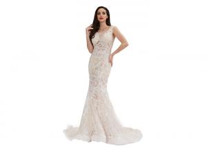 Quality Club Party Ladies Sleeveless Mermaid Wedding Dress Embroidery Lace Fabric Type for sale