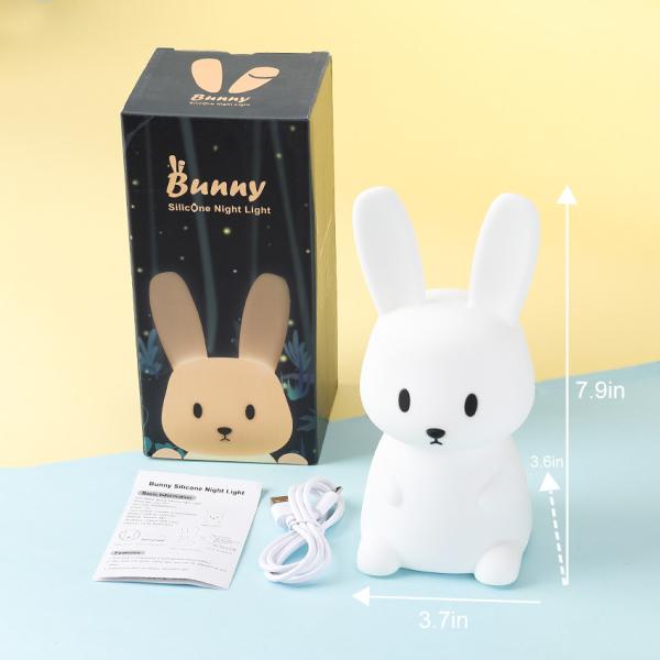 Buy Cute Soft Rabbit Silicone LED Night Light With Touch Sensor Color Change at wholesale prices