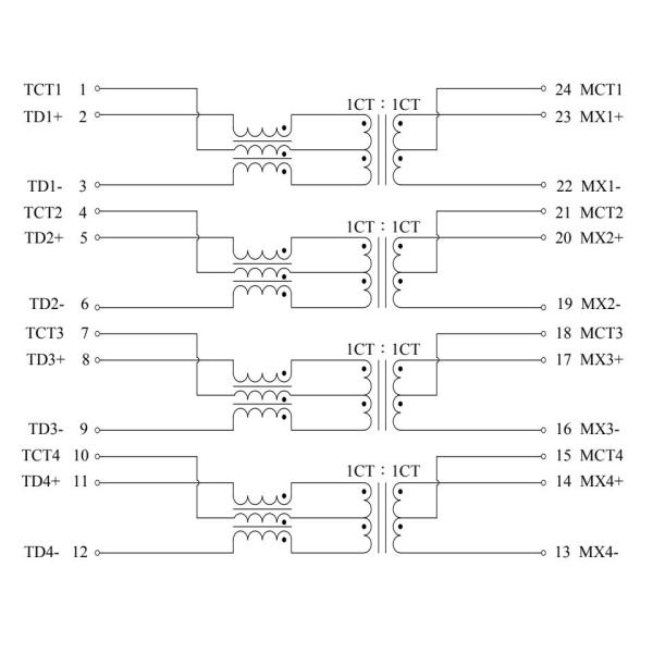 UDE L22T007-4 Single Port 1000 Base - T LAN Filter Transformer Modules PoE 90W Meet IEEE802.3bt Type4 Standard