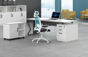 Quality Manager Desk Melamine Office Furniture Powder Coated Steel Leg for sale