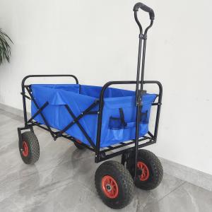 China Stainless Steel Frame Collapsible Folding Wagon Pneumatic Tire Wheels Portable Garden Cart on sale