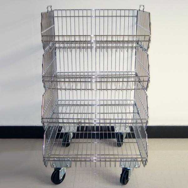 Buy Stackable Chrome Wire Basket Display Rack With KD Structure at wholesale prices