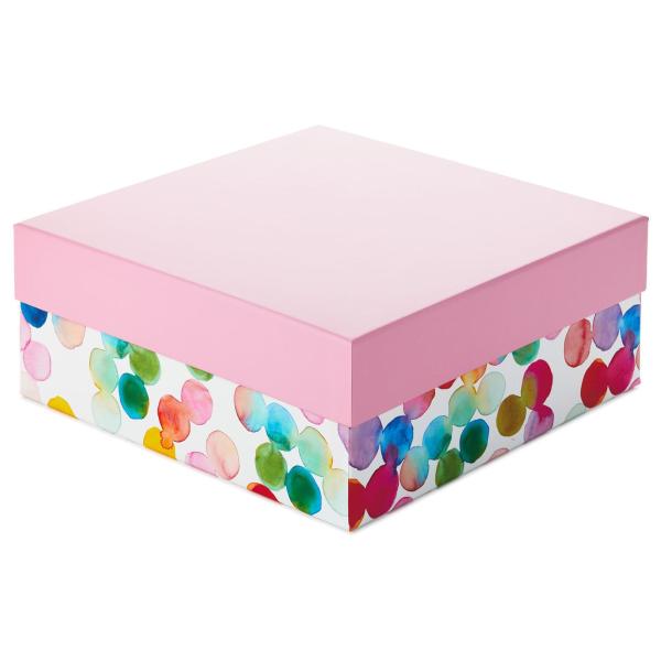 10" Square Watercolor Dots Packaging Gift Box Matte Lamination