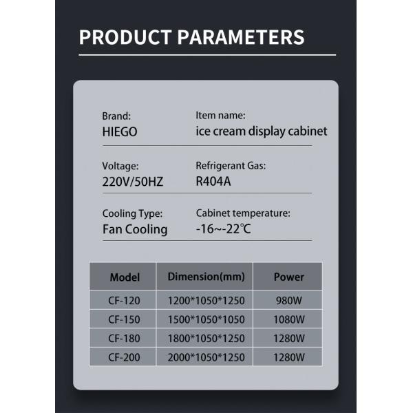 Baked Pastry Ice Cream Cone Display Case Stand Alone R404a Commercial Ice Cream Cabinet