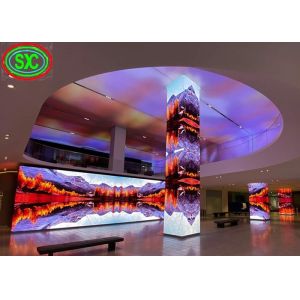 P4 indoor fixed full color column led display , round digital clear led display