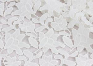 China Scallop Antique Cotton Bridal Lace Fabric , Water Soluble Flower Lace Fabric For Clothing on sale