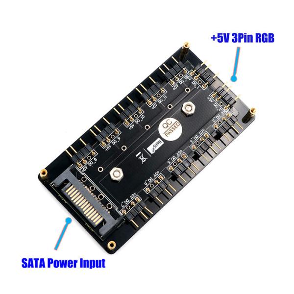 12 Way 5V RGB LED Splitter Hub With PMMA Case And Magnetic Standoff For ASUS/MSI 5V 3pin LED Controller