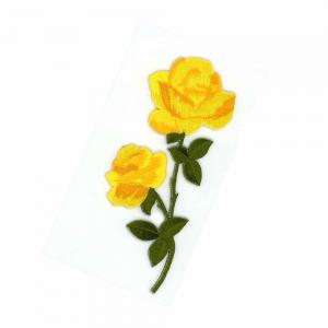 China Fashion Iron On Embroidery Rose Patches Yellow Rose Flowered Appliques for Jeans on sale