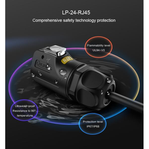 Black Plastic RJ45 Connecter Cat5e Outdoor Waterproof Ethernet Cable PBT Plug Hot sale 8 Core Connector For Signal