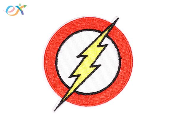 Buy Lightning Logo Custom Embroidered Patches , Twill Background Embroidered Fabric Patches at wholesale prices