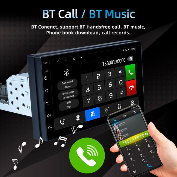 Wireless Single Din Android Car Stereo FCC 800*480 7 Inch Touch Screen Car Audio