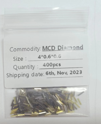 Scratch Proof HPHT Lab Grown Diamonds Mono Single Crystal CVD Diamond 4x0.6X0.6mm