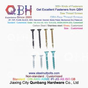 Quality QBH ZP Plain HDG Black Carbon Stainless Steel Self Tapping Self Drilling Saw Thread Screws for sale
