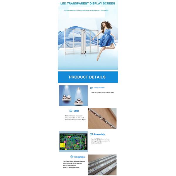 Indoor Transparent Led Display Screen Film 1R1G1B Lightweight Thin Showcase