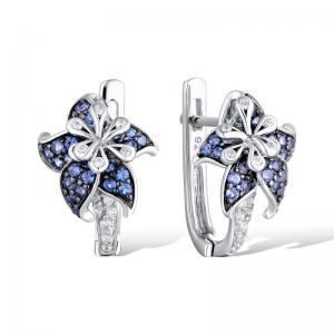 China 925 Sterling Silver Hoop Earrings Cubic Zirconia Flower Shape Hoop Earrings for Women and Girl on sale