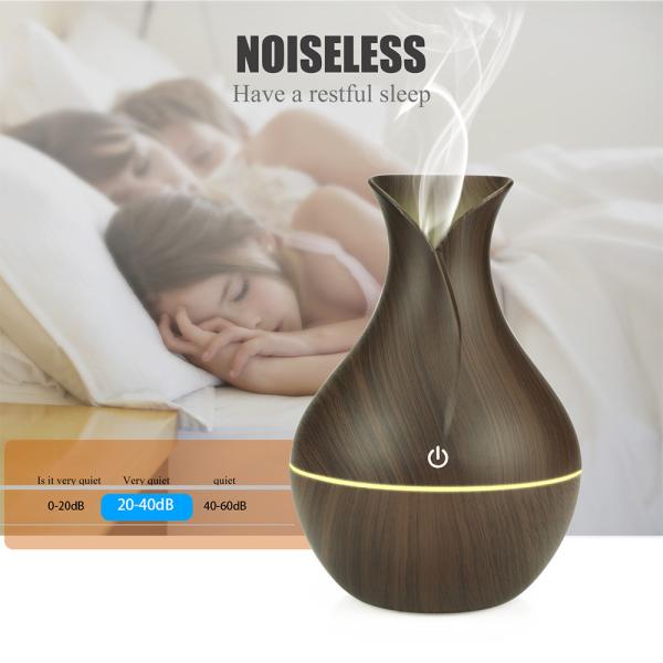 USB Wood Grain Ultrasonic Air Humidifier Household Aroma Diffuser Aromatherapy Mist Maker with Light