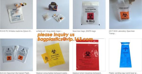 Zip lock type medical biohazard waste disposal supplies LDPE plastic medical autoclave bags, Medical packing k sea