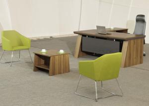 China Manager L Shaped Office Desk Melamine Faced Particle Board Materials With Side Return on sale