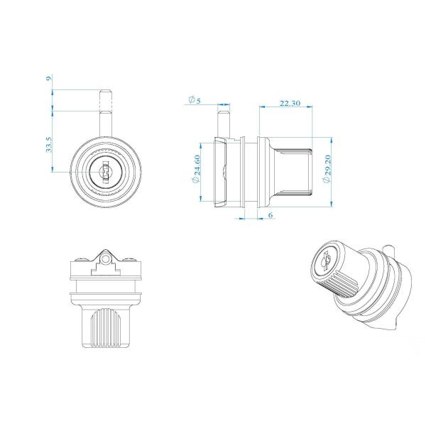 224 Single Glass Door Locks D25MM