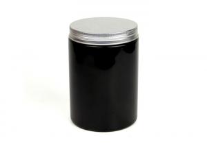 Quality 250ml Black PET Bottles Paper Sticker / Silk Printing With Aluminium Screw Cap for sale