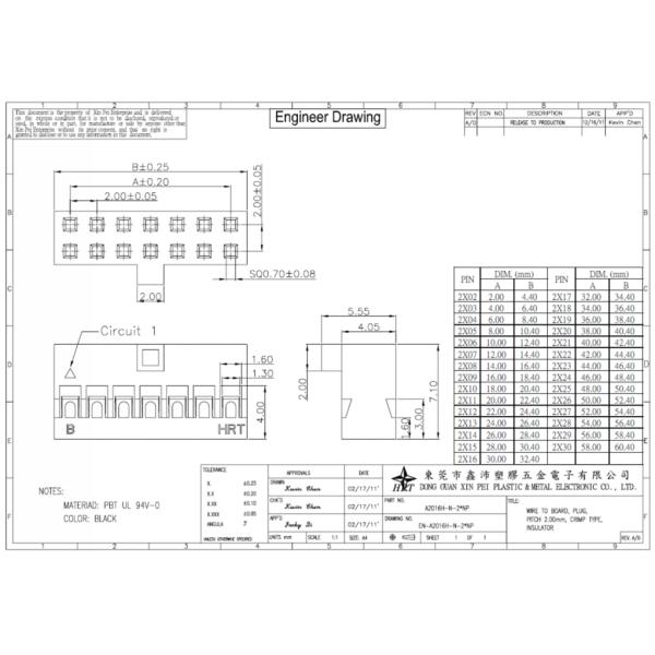 Pitch 2mm LVDS Connectors , WTB Dupont Connector Double Row Wire Housing With 3 Bumps