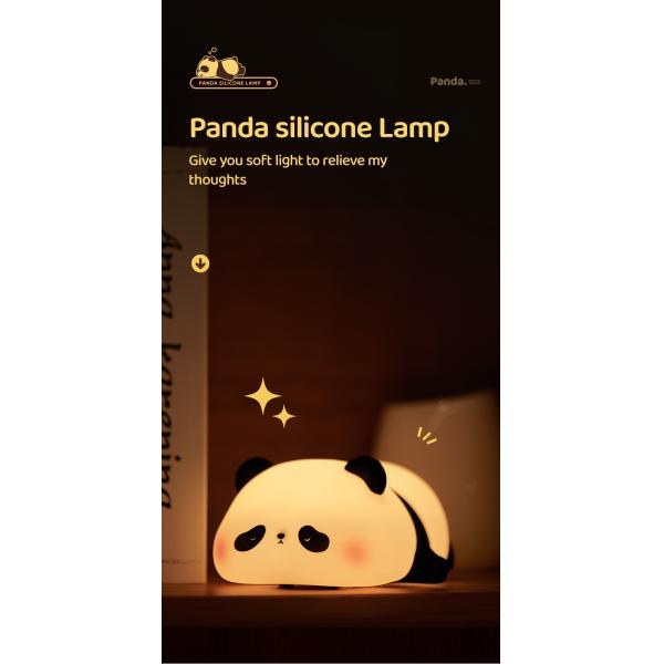 Silicone Panda Lamp 1200mah Sensitive Tap Control Warm White Breathing Light Portable LED USB Rechargeable Night Light