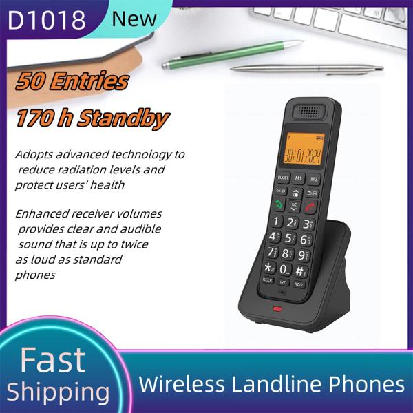 Buy D1018 Low Radiation LCD Wireless Fixed Phone with Hands Free Call Function for Office or Home at wholesale prices