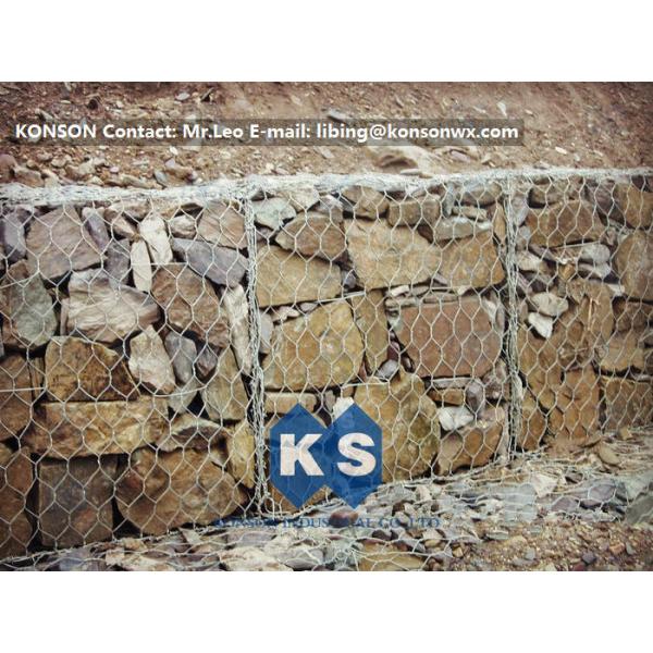 Custom Galvanized Iron Wire Gabion Mattress , Hexagonal Wire Mesh Gabion Basket