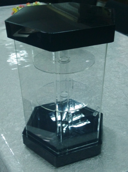 Hexagonal 3 Tiers Clear Turning Acrylic Watch Display Stand with Locking Case LED Light