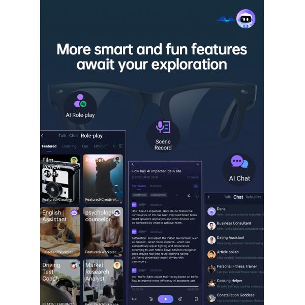 W300 New Smart Glass Heart Rate Blood Oxygen Health Management UV Detection