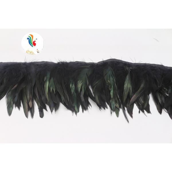 Black Coque Feather Fringe Trim With Satin Ribbon Shipping Via FedEx 4-6 Inches