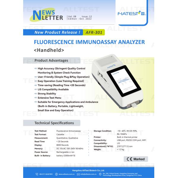 Fluorescence Immunoassay Analyzer (Handheld), detection of fluorescence emitted, antigen-antibody interaction