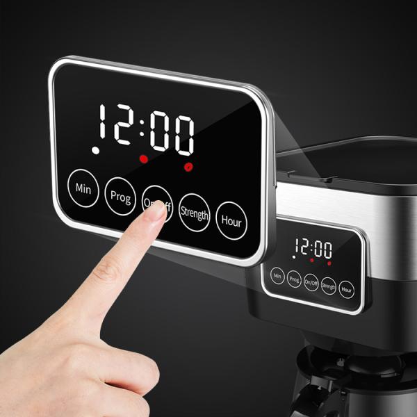 OEM Touch Screen Auto Drip Coffee Machine 10 Cup Programmable With Glass Carafe