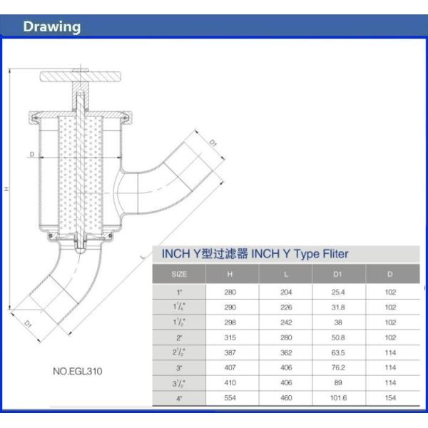 Y Type Sanitary Strainers Stainless Steel , SS316L Y Type Pipeline Filter