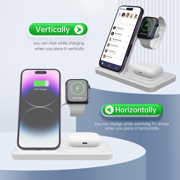 15W Fast ABS Charger All In 1 Wireless Charging For Airpods Coloful