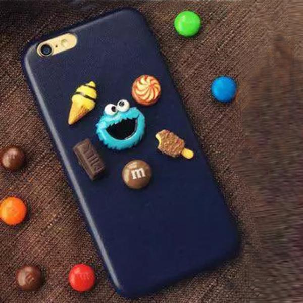 Soft PU DIY Funny Sesame Snack Back Cover Cell Phone Case For iPhone 7 6s Plus