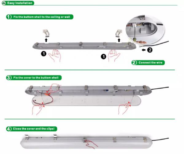 Bright Light Fixture LED Tri-Proof Light For Parking Lot Water Resistance