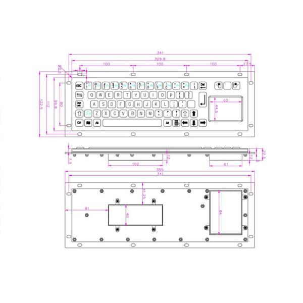 40counts/Mm Sus304 Industrial Metal Keyboard IP65 Brushed Stainless Steel Keyboard