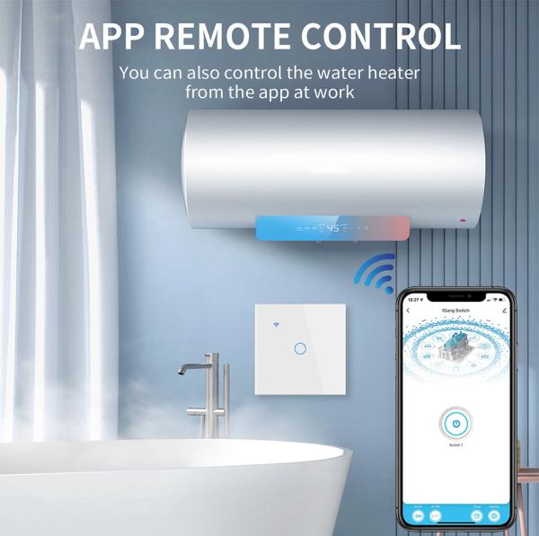 Buy 4000W Wifi Boiler Smart Water Heater Switch 20A UL94V0 Tuya App Wifi Sensor Switch Work With Alexa Voice Timing Remote at wholesale prices