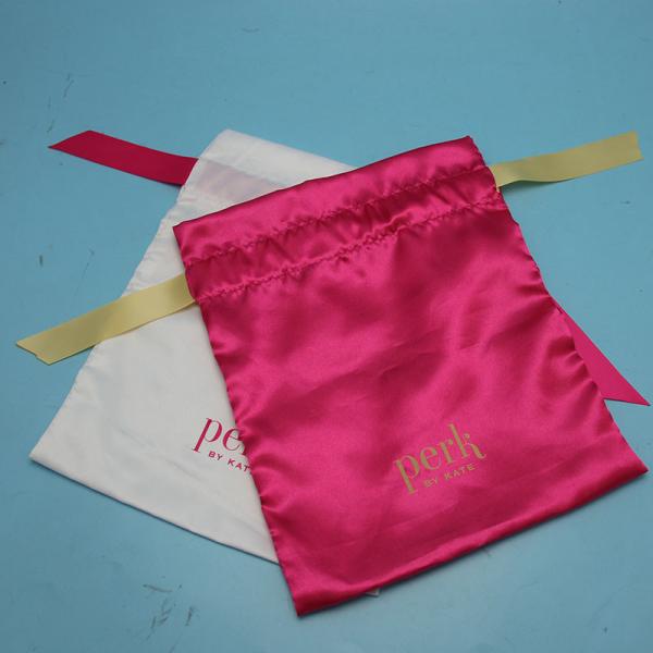 Security Satin Drawstring Bag Hot Stamping Surface Handling For Shoe Packing