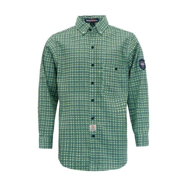 Button Closure 100% Cotton Fire Retardant Work Shirt Plaid Pattern 210gsm